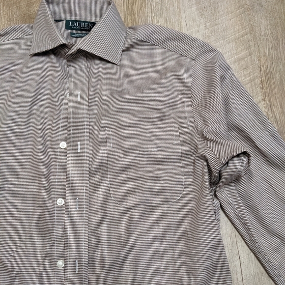 Lauren Ralph Lauren Brown and White Long Sleeve Button Down Shirt - Picture 2 of 11